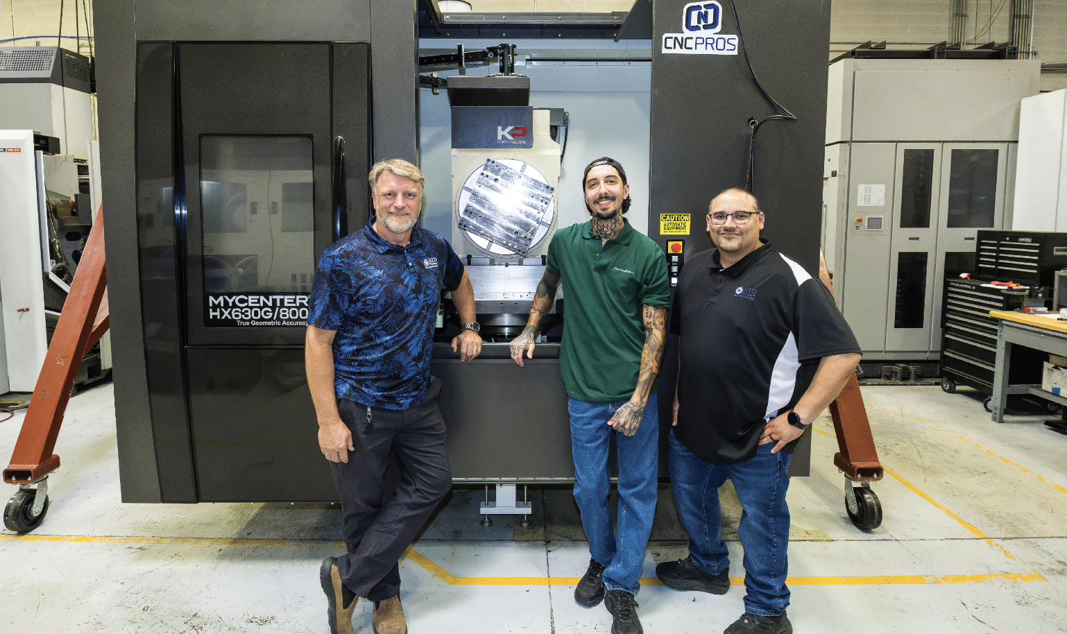 President and 3rd generation owner Bill Jordan, CNC Machining Manager Gino Abishalom, VP/GM Jamie Lerma